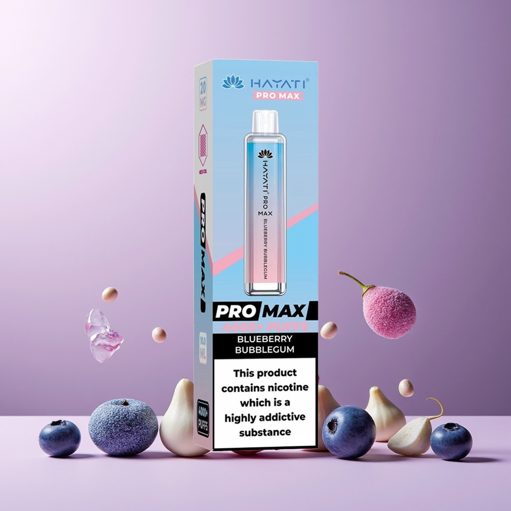 Hayati Pro Max 4000 Puffs Disposable Vape New Zealand Wholesale Blueberry Bubblegum 1400mAh Rechargeable Dual Mesh Coil TPD-Compliance