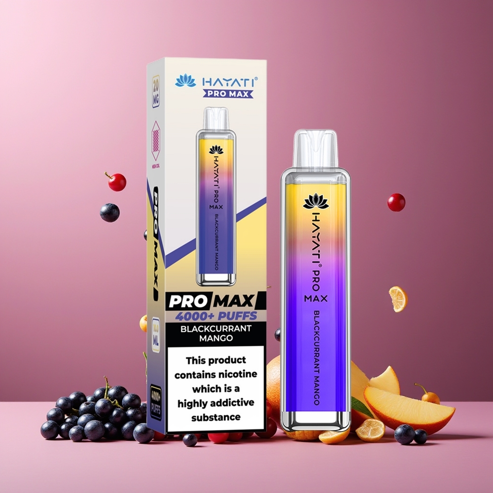 Hayati Pro Max 4000 Puffs New Zealand Wholesale Disposable Vape Blackcurrant Mango 2% 5% Nicotine 1400mAh Rechargeable LED Light TPD