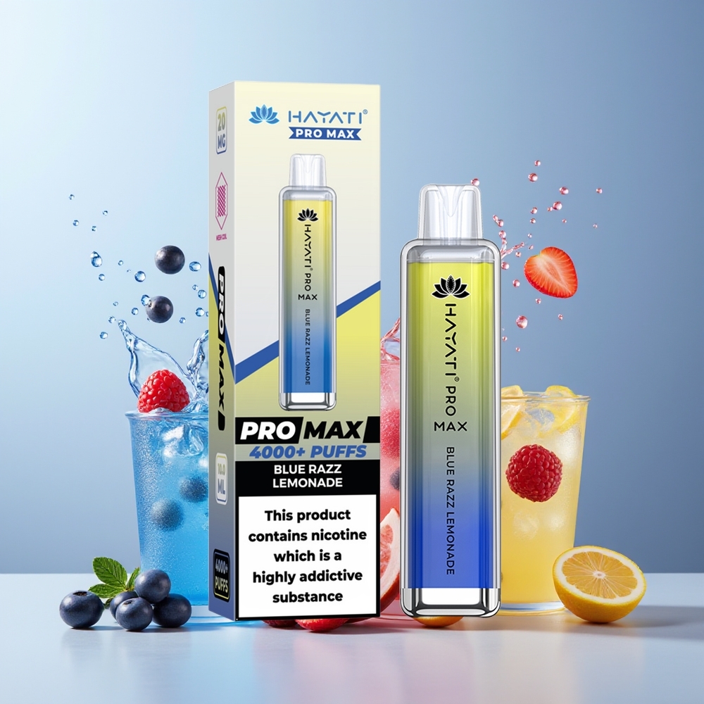Hayati Pro Max 4000 Puffs New Zealand Wholesale Disposable Vape Blue Razz Lemonade 1400mAh Rechargeable LED Light TPD-Compliant