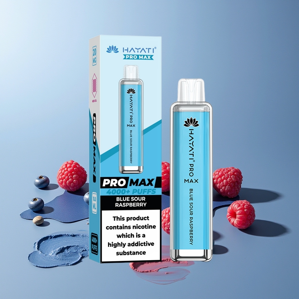 Hayati Pro Max 4000 Puffs New Zealand Wholesale Disposable Vape Blue Sour Raspberry 5% Nicotine Rechargeable 1400mAh Dual Mesh Coil