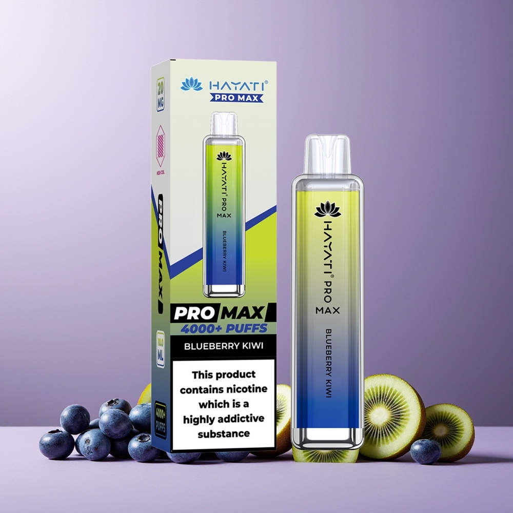 Hayati Pro Max 4000 Puffs New Zealand Wholesale Disposable Vape Blueberry Kiwi 1400mAh Rechargeable 5% Nicotine Dual Mesh Coil