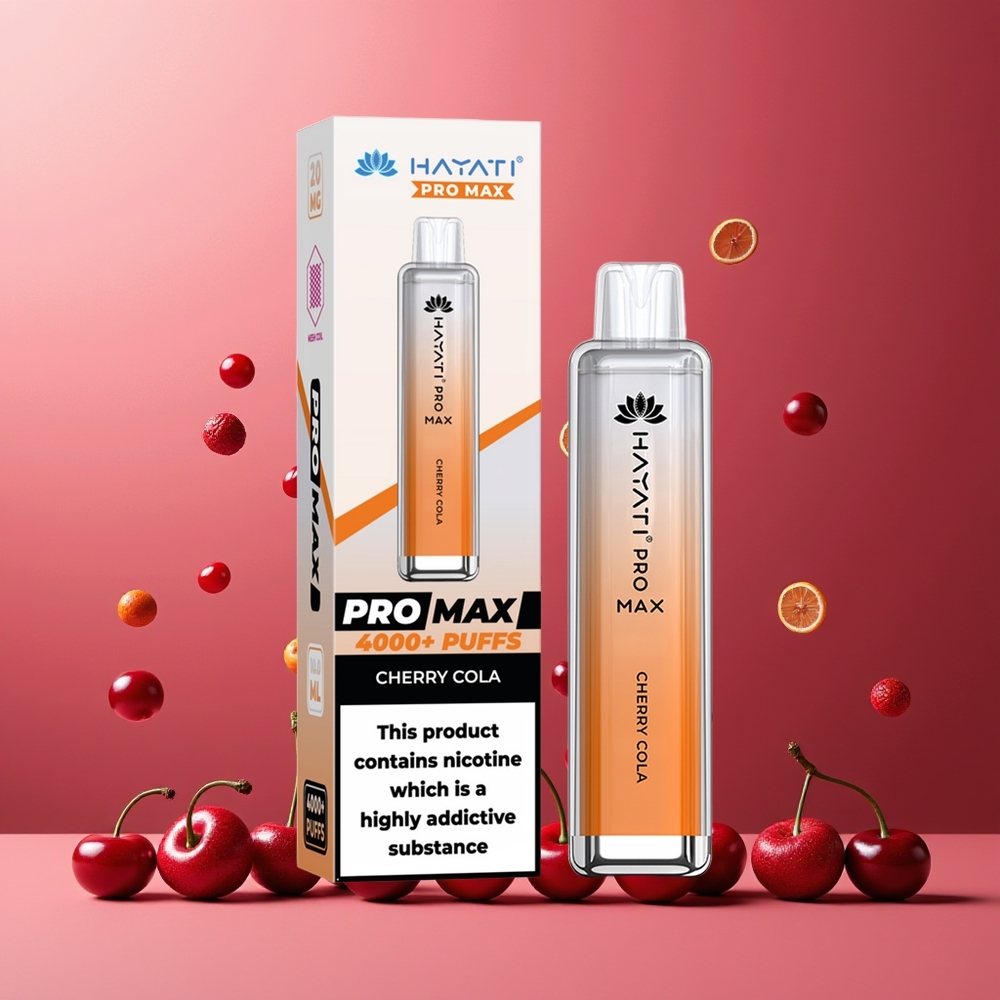 Hayati Pro Max 4000 Puffs New Zealand Wholesale Disposable Vape Cherry Cola 5% Nicotine 1400mAh Rechargeable Dual Mesh Coil