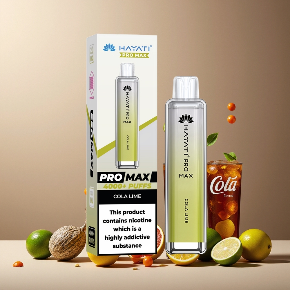 Hayati Pro Max 4000 Puffs New Zealand Wholesale Disposable Vape Cola Lime Rechargeable 1400mAh Dual Mesh Coil 2% 5% Nicotine TPD-Compliance