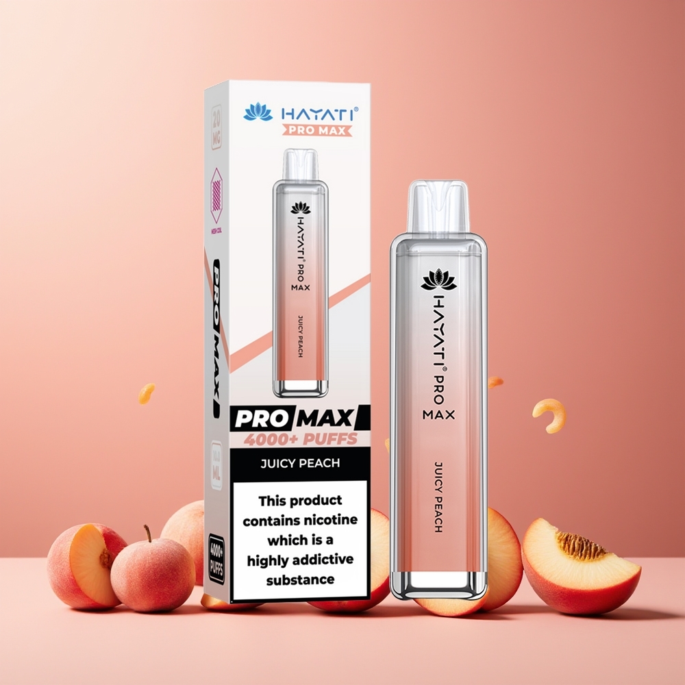 Hayati Pro Max 4000 Puffs New Zealand Wholesale Disposable Vape Juicy Peach 1400mAh Rechargeable LED Light Dual Mesh Coil TPD-Compliance