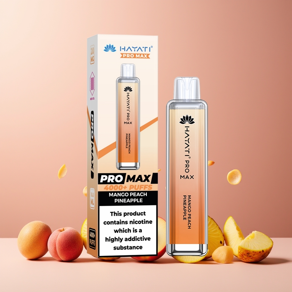 Hayati Pro Max 4000 Puffs New Zealand Wholesale Disposable Vape Mango Peach Pineapple 5% Nicotine 1400mAh Rechargeable LED Light TPD-Compliance