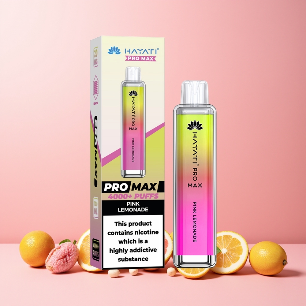 Hayati Pro Max 4000 Puffs New Zealand Wholesale Disposable Vape Pink Lemonade 1400mAh Rechargeable LED Mesh Coil TPD