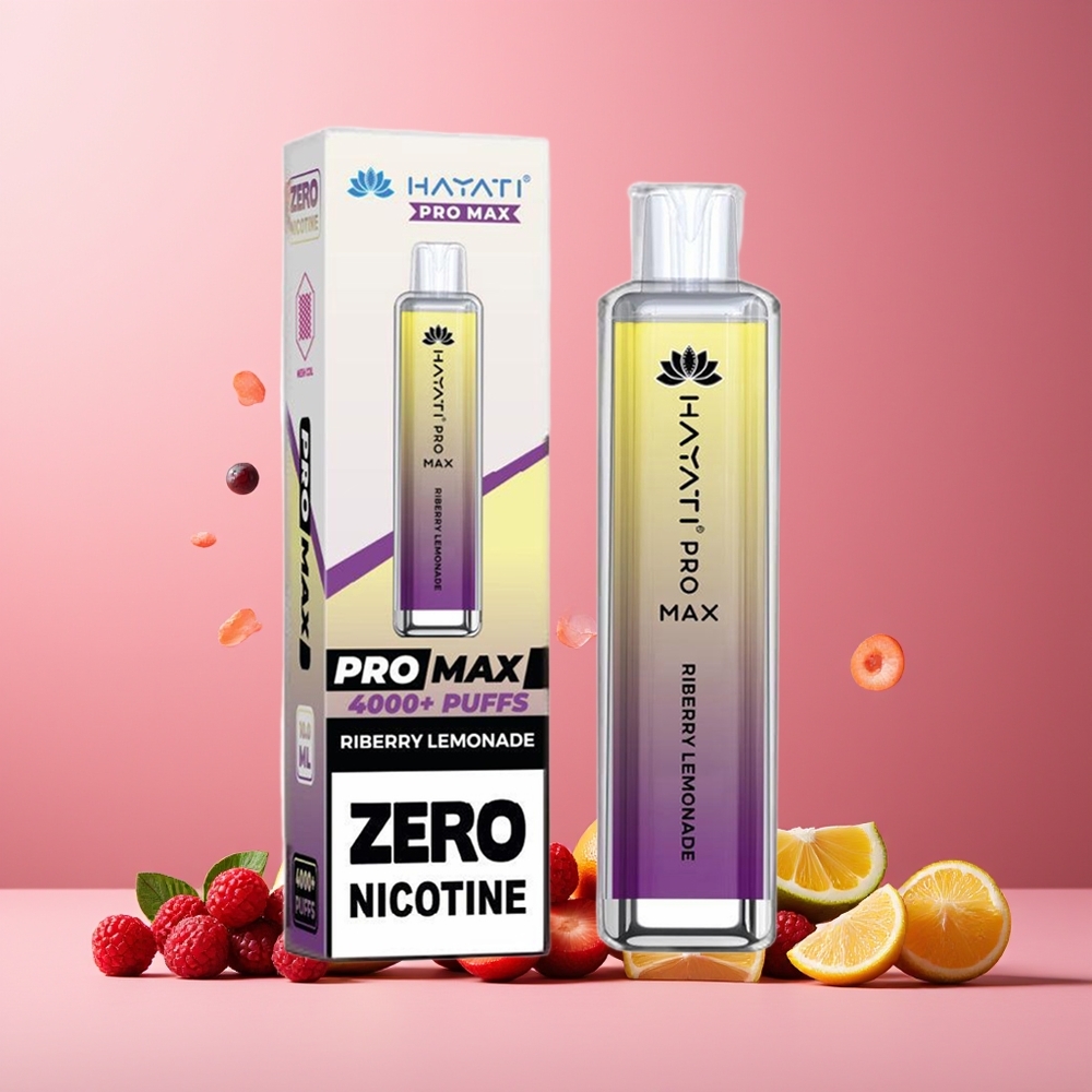 Hayati Pro Max 4000 Puffs New Zealand Wholesale Disposable Vape Riberry Lemonade, 5% Nicotine, 1400mAh Rechargeable, Dual Mesh Coil, TPD-Compliant