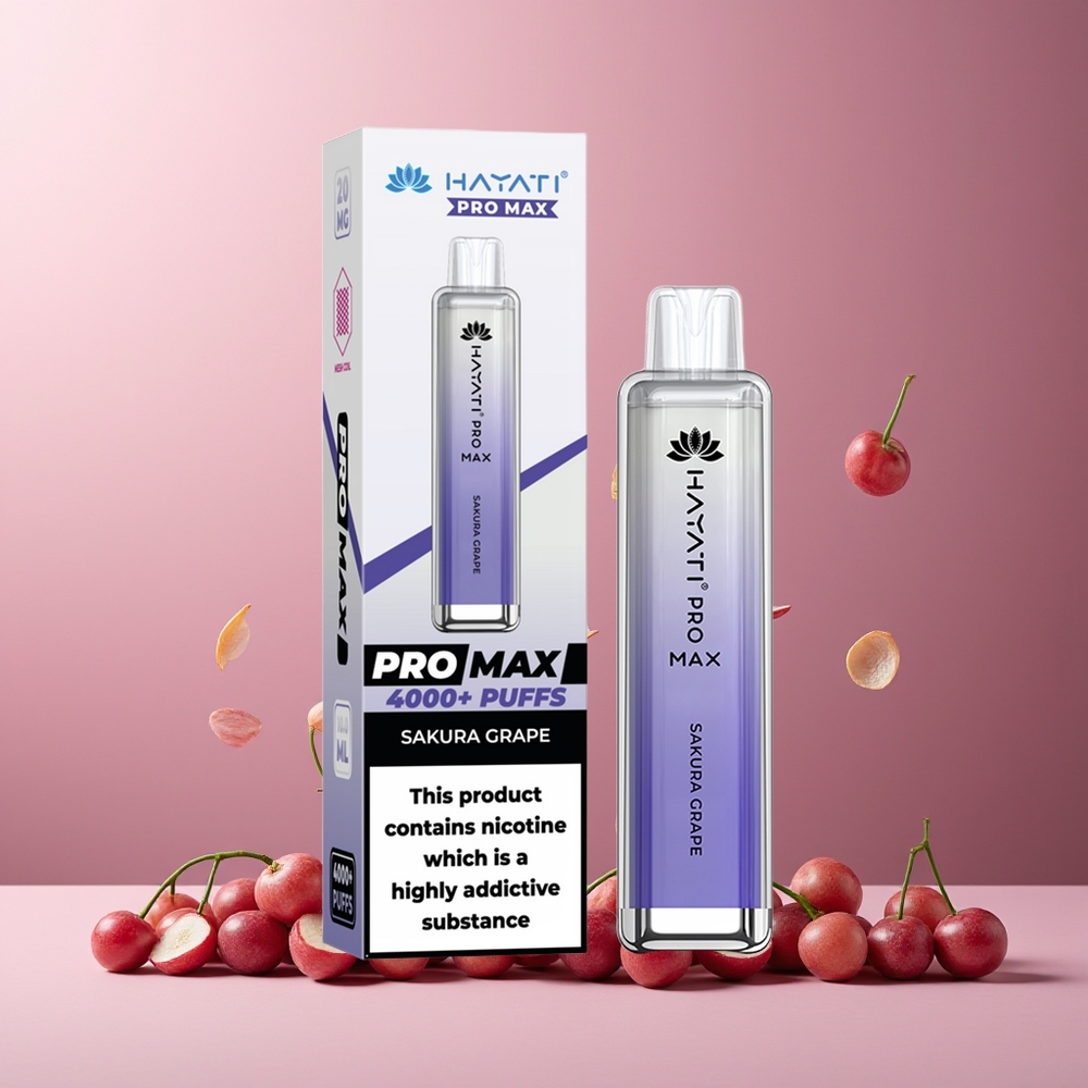 Hayati Pro Max 4000 Puffs New Zealand Wholesale Disposable Vape Sakura Grape Rechargeable 1400mAh 2% 5% Nicotine Dual Mesh Coil