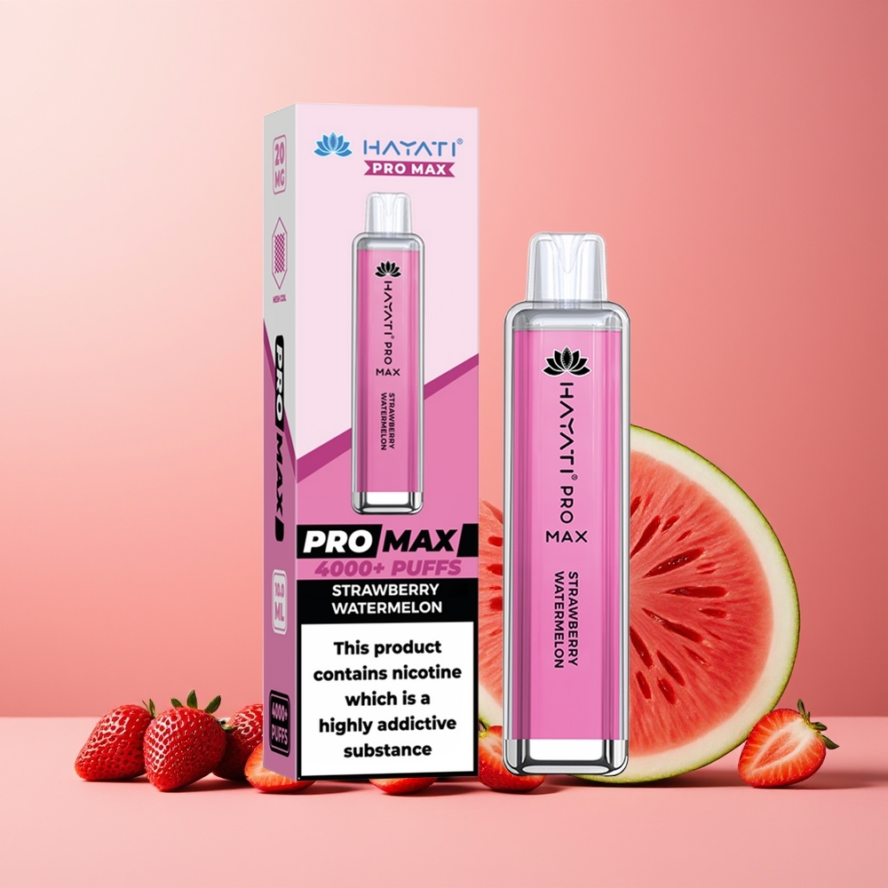 Hayati Pro Max 4000 Puffs New Zealand Wholesale Disposable Vape Strawberry Watermelon Rechargeable 1400mAh 5% Nicotine LED Light