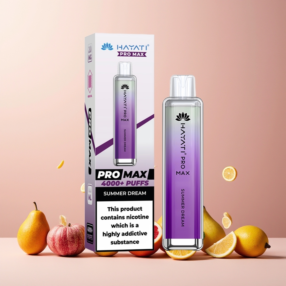 Hayati Pro Max 4000 Puffs New Zealand Wholesale Disposable Vape Summer Dream Rechargeable 1400mAh Dual Mesh Coil TPD-Compliant