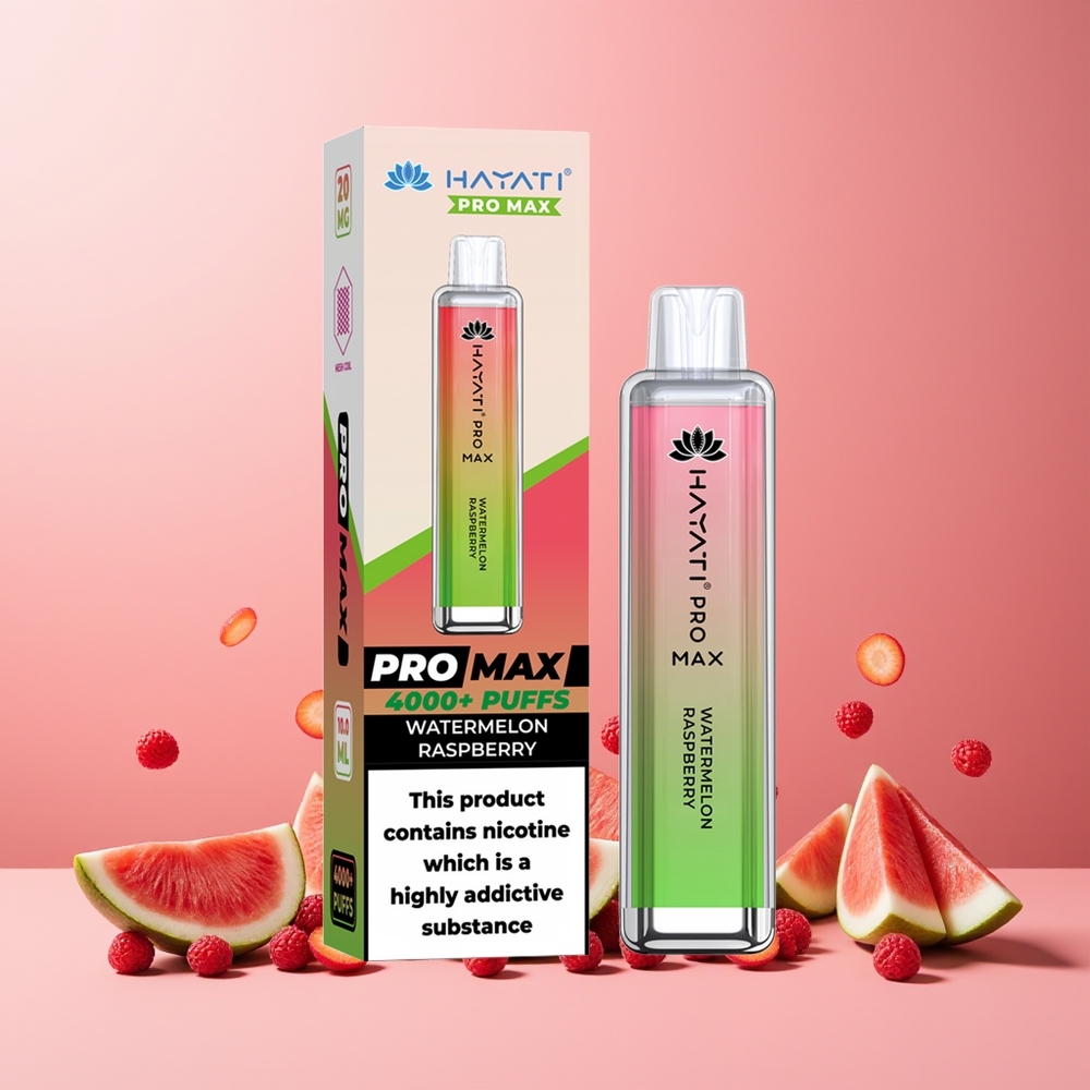 Hayati Pro Max 4000 Puffs New Zealand Wholesale Disposable Vape Watermelon Raspberry 5% Nicotine 1400mAh Rechargeable TPD-Compliant