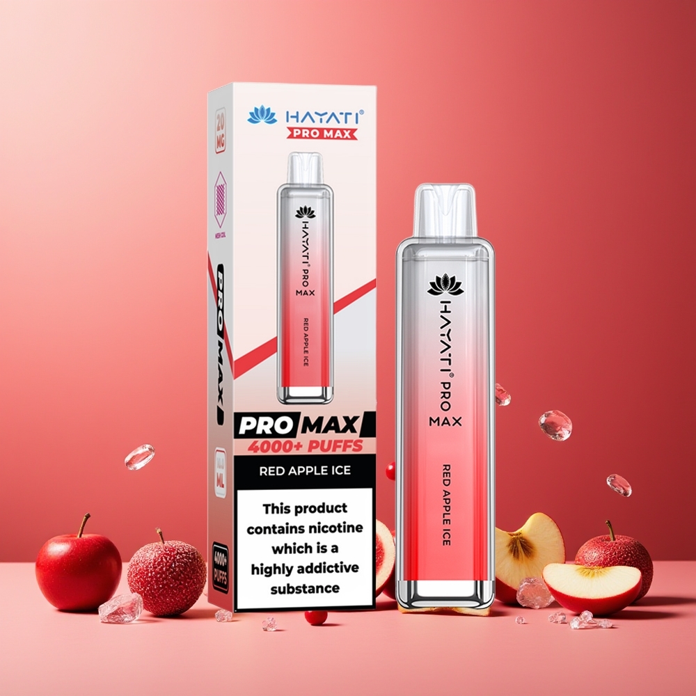 Hayati Pro Max 4000 Puffs New Zealand Wholesale Rechargeable Disposable Vape Red Apple Ice 5% Nicotine Dual Mesh Coil 1400mAh LED Light