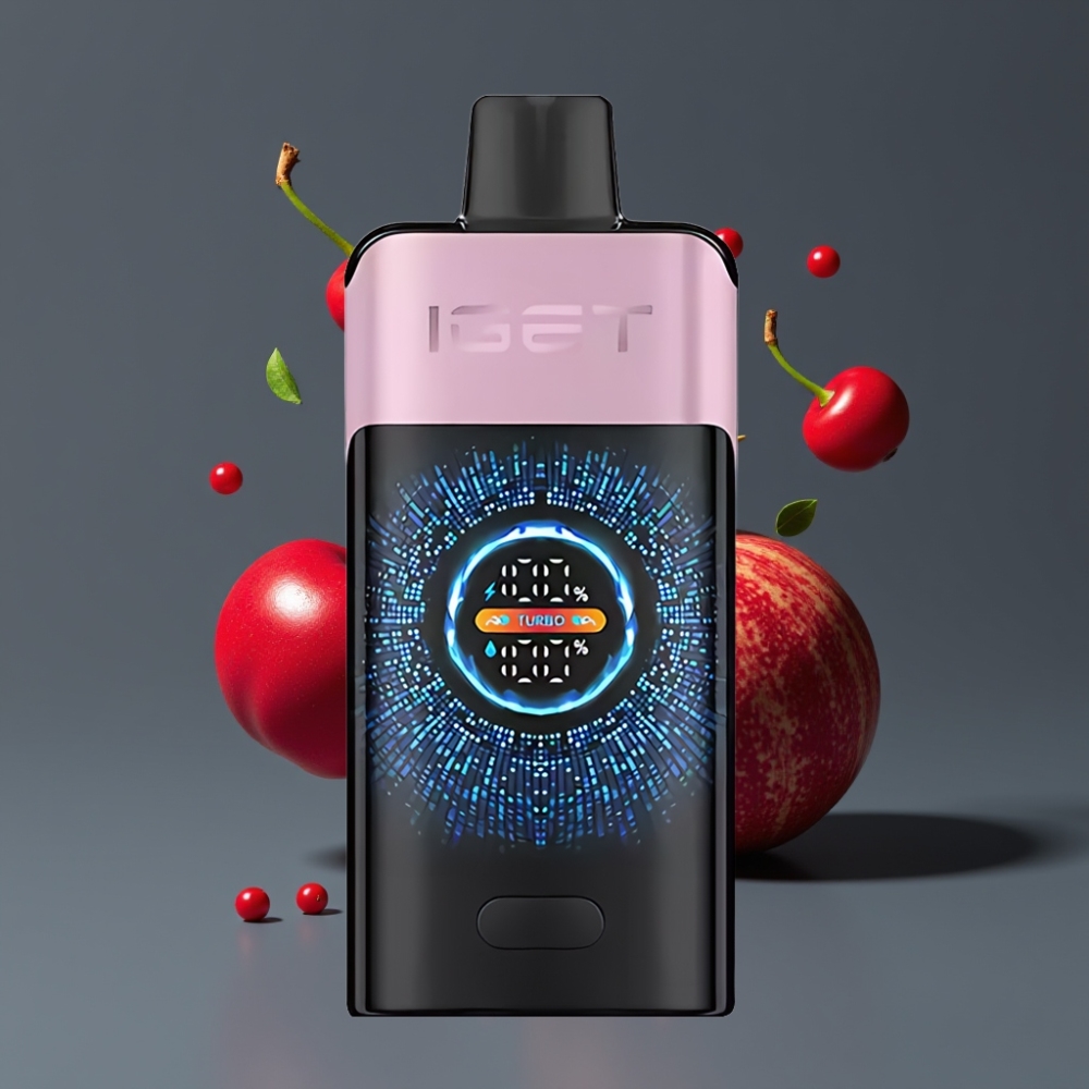 IGET ONE 12000 Puffs New Zealand Wholesale Disposable Vape Cherry Pomegranate with 2700mAh Battery & Large Curved Color Screen
