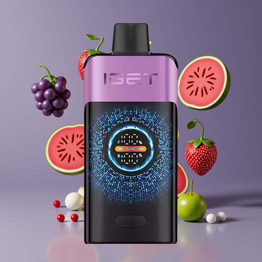 IGET ONE 12000 Puffs New Zealand Wholesale Disposable Vape Chupa Chups Grape with Large Curved Color Screen and 2700 mAh Battery