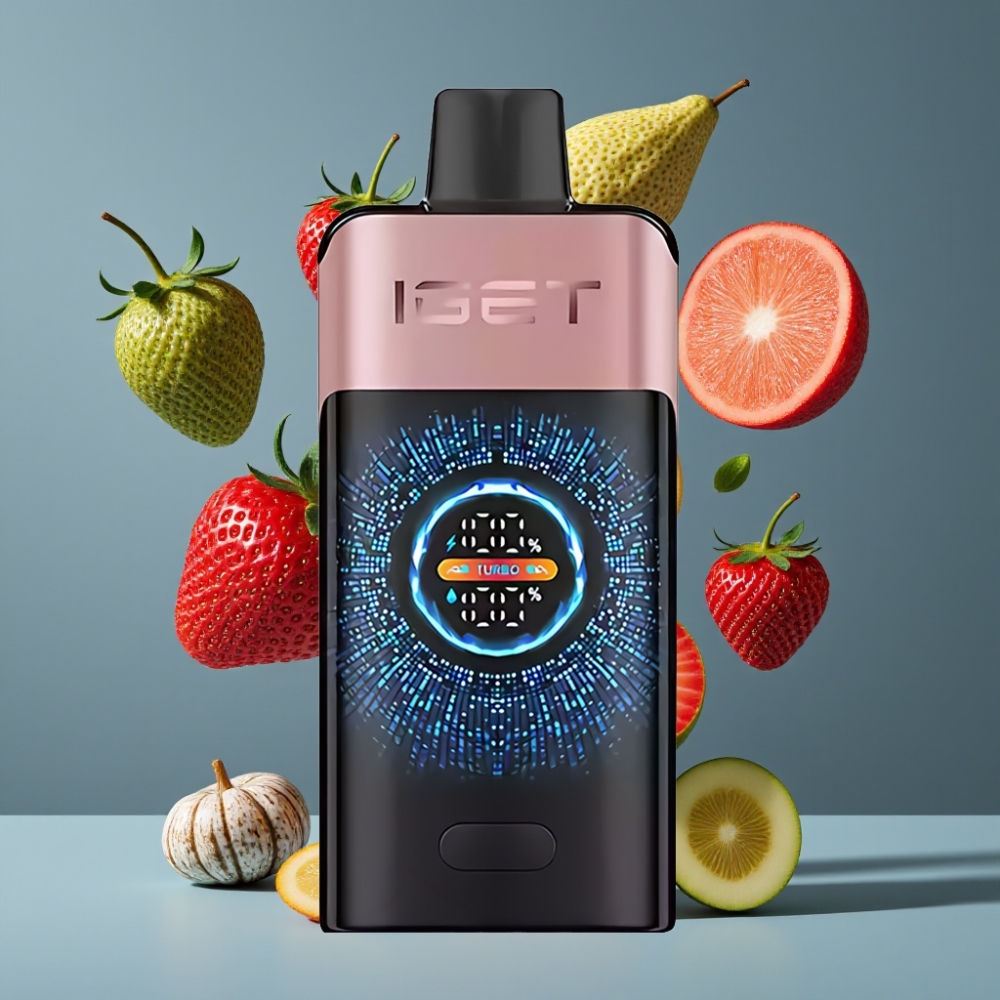 IGET ONE 12000 Puffs New Zealand Wholesale Disposable Vape Chupa Chups Strawberry with 2700mAh Battery & Large Curved Color Screen