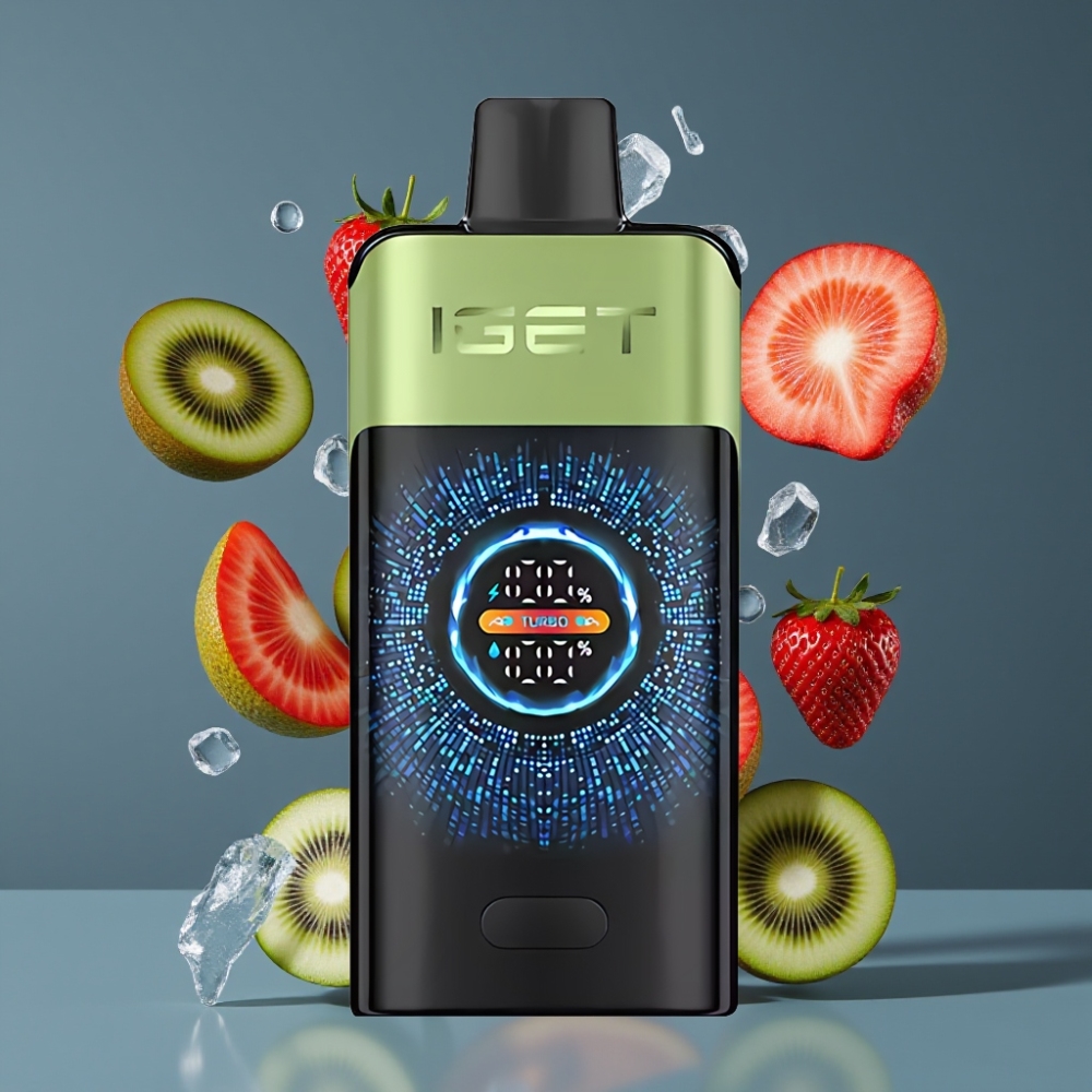 IGET ONE 12000 Puffs New Zealand Wholesale Disposable Vape Strawberry Kiwi Ice with 2700mAh Battery & Large Curved Color Screen