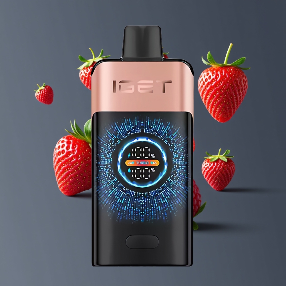 IGET ONE 12000 Puffs New Zealand Wholesale Disposable Vape Strawberry Raspberry with 2700mAh Battery & Large Curved Screen