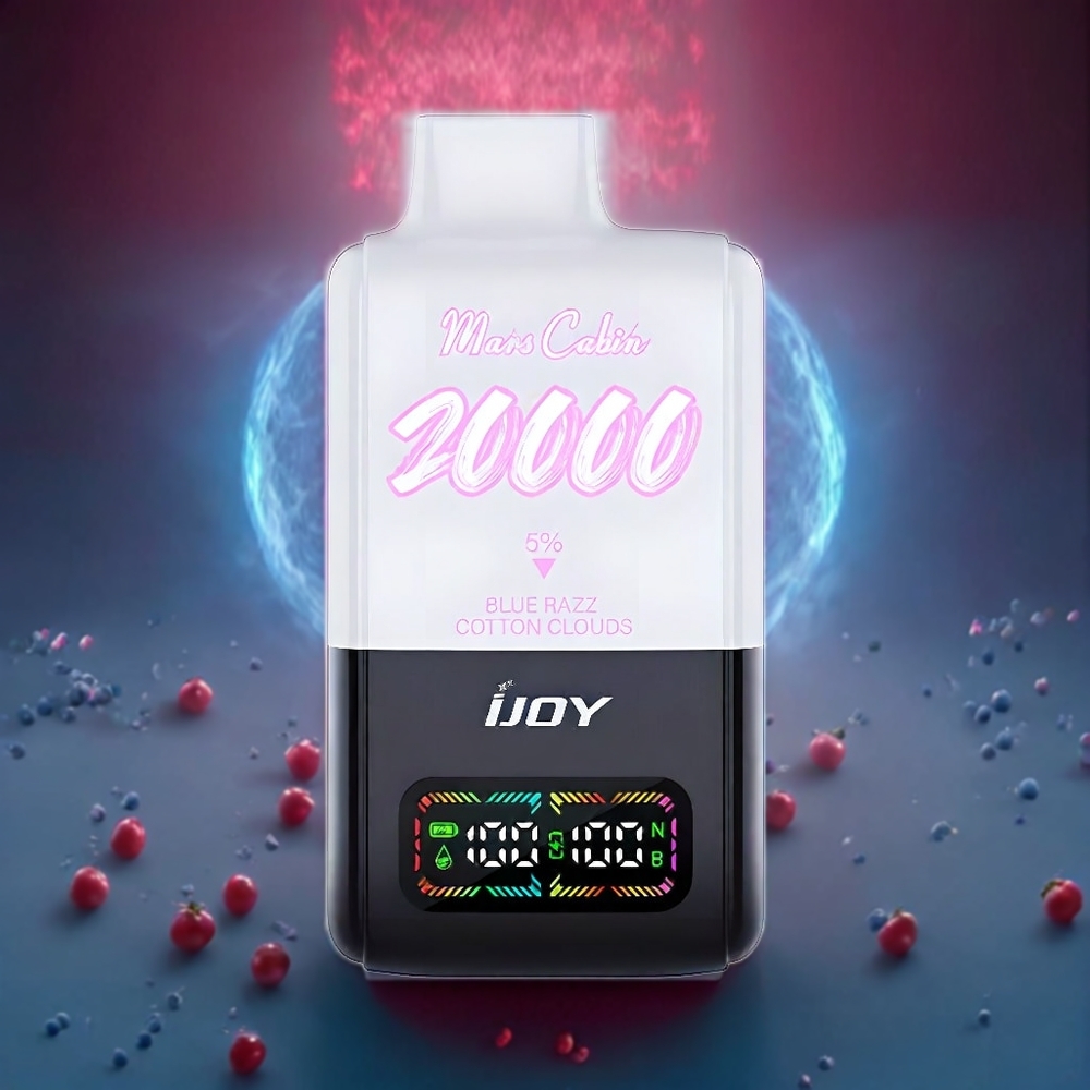 IJOY Mars Cabin 20000 Puffs New Zealand Wholesale Disposable Vape Blue Razz Cotton Clouds 20ML 50mg Dual Mesh Coil TYPE-C