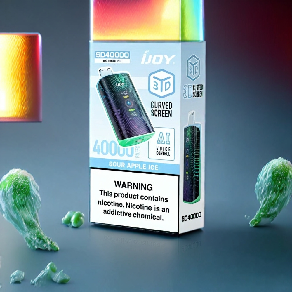 IJOY SD 40000 Puffs New Zealand Wholesale Disposable Vape Sour Apple Ice 20ML 5% Nicotine Dual Mesh Coil Type-C Charging