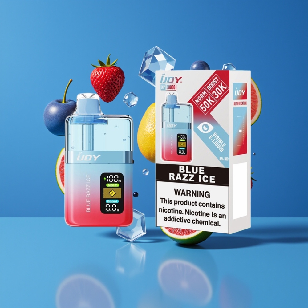 IJOY XP50000 Disposable Vape Blue Razz Ice New Zealand Wholesale 50000 Puffs 50mg/ml 1000mAh Type-C Adjustable Airflow