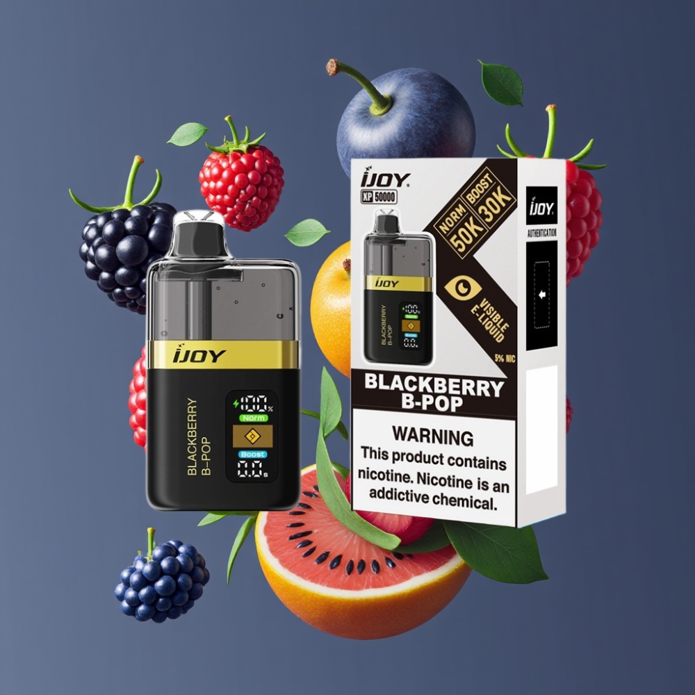 IJOY XP50000 Disposable Vape New Zealand Wholesale Blackberry B-Pop 50000 Puffs 50mg/ml 1000mAh Type-C Adjustable Airflow