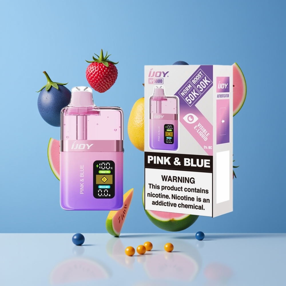 IJOY XP50000 Disposable Vape Pink & Blue New Zealand Wholesale 50000 Puffs 50mg/ml 1000mAh Type-C Adjustable Airflow