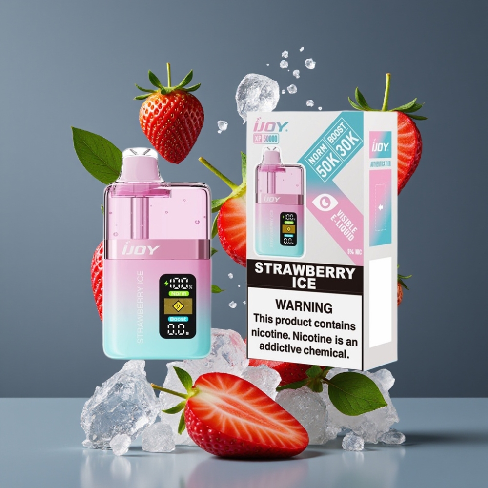 IJOY XP50000 Disposable Vape Strawberry Ice New Zealand Wholesale 0.4ohm Dual Mesh 50000 Puffs 50mg 1000mAh Type-C Adjustable Airflow