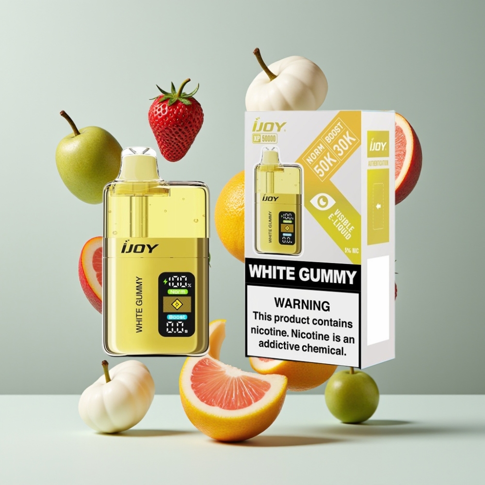 IJOY XP50000 Disposable Vape White Gummy New Zealand Wholesale 50000 Puffs 50mg 1000mAh Type-C Adjustable Airflow
