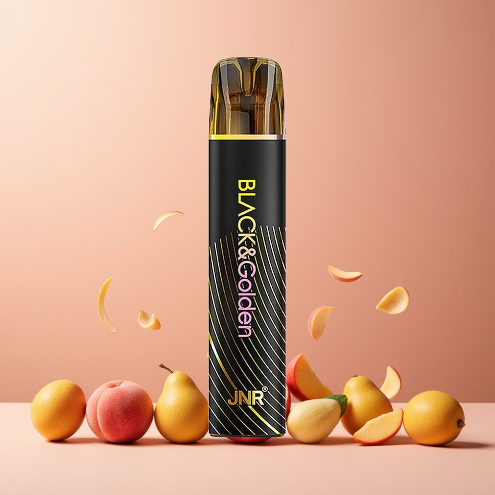 JNR Black&Golden 800 Puffs 550mAh 2ml TPD Peach Mango Disposable Vape New Zealand Wholesale