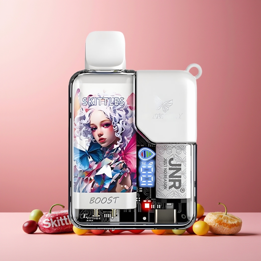 JNR Butterfly 8500 Puffs 1200mAh 15ml Mesh 0/2/5% Skittles New Zealand Wholesale