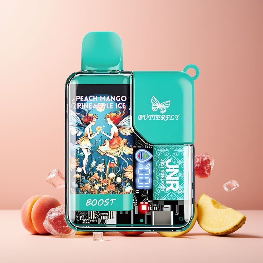 JNR Butterfly 8500 Puffs 1200mAh 15ml Mesh Coil Digital Display Disposable Vape Peach Mango Pineapple Ice New Zealand Wholesale