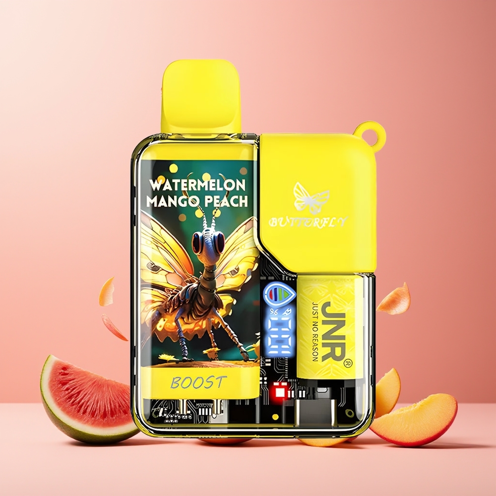 JNR Butterfly 8500 Puffs 1200mAh 15ml Mesh Coil Digital Display Disposable Vape Watermelon Mango Peach New Zealand Wholesale