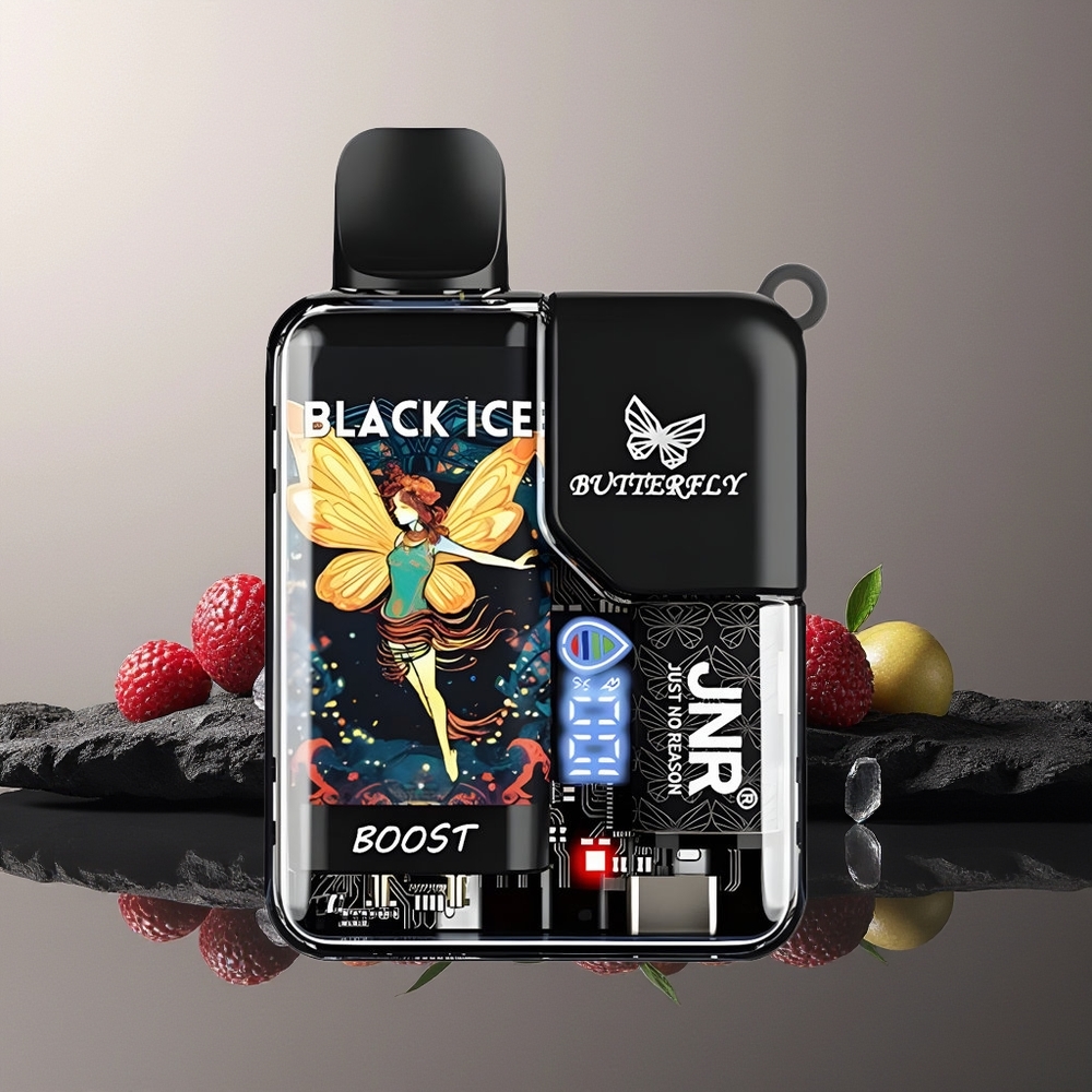 JNR Butterfly 8500 Puffs 15ml 1200mAh Mesh Coil Digital Display Disposable Vape Black Ice New Zealand Wholesale