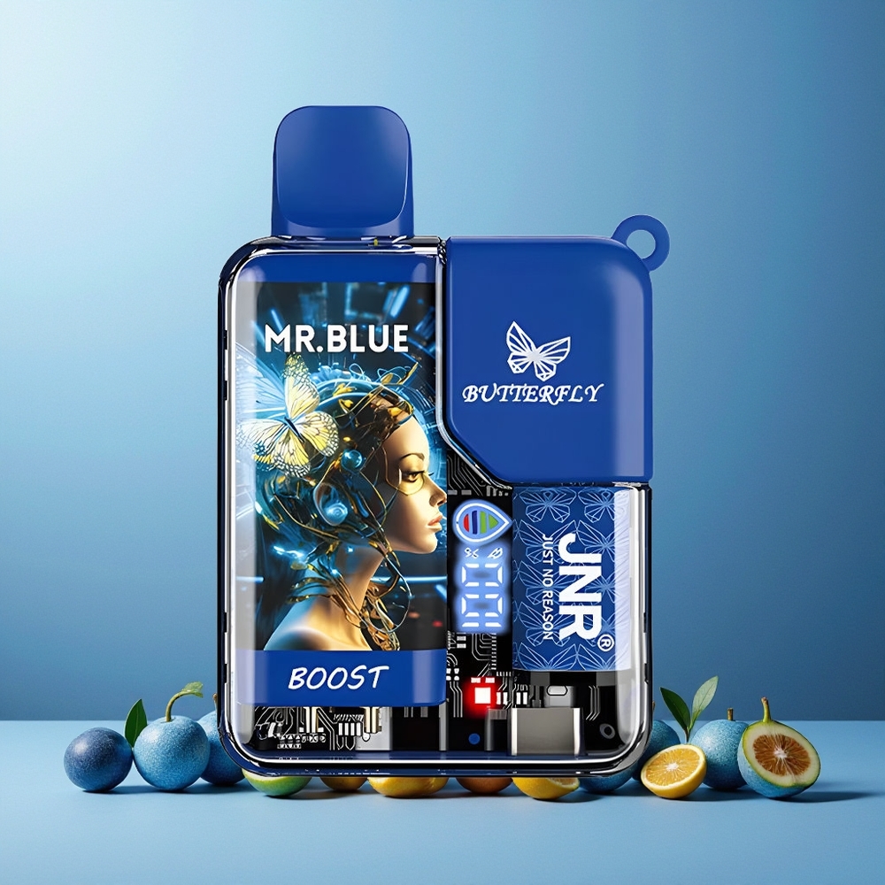 JNR Butterfly 8500 Puffs 15ml 1200mAh Mesh Coil Digital Display Disposable Vape Mr Blue for New Zealand Wholesale