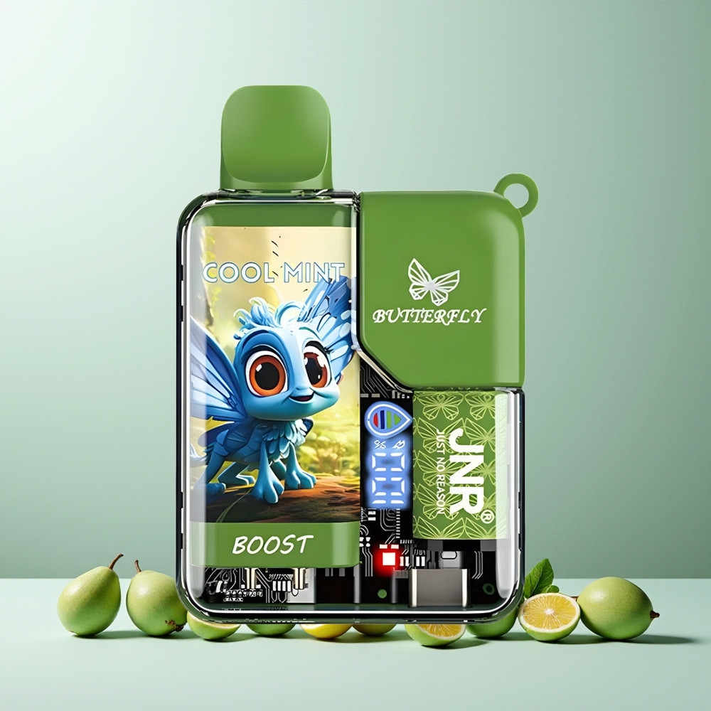 JNR Butterfly 8500 Puffs Disposable Vape Cool Mint New Zealand Wholesale 1200mAh 15ml 1.0ohm Mesh Digital Display