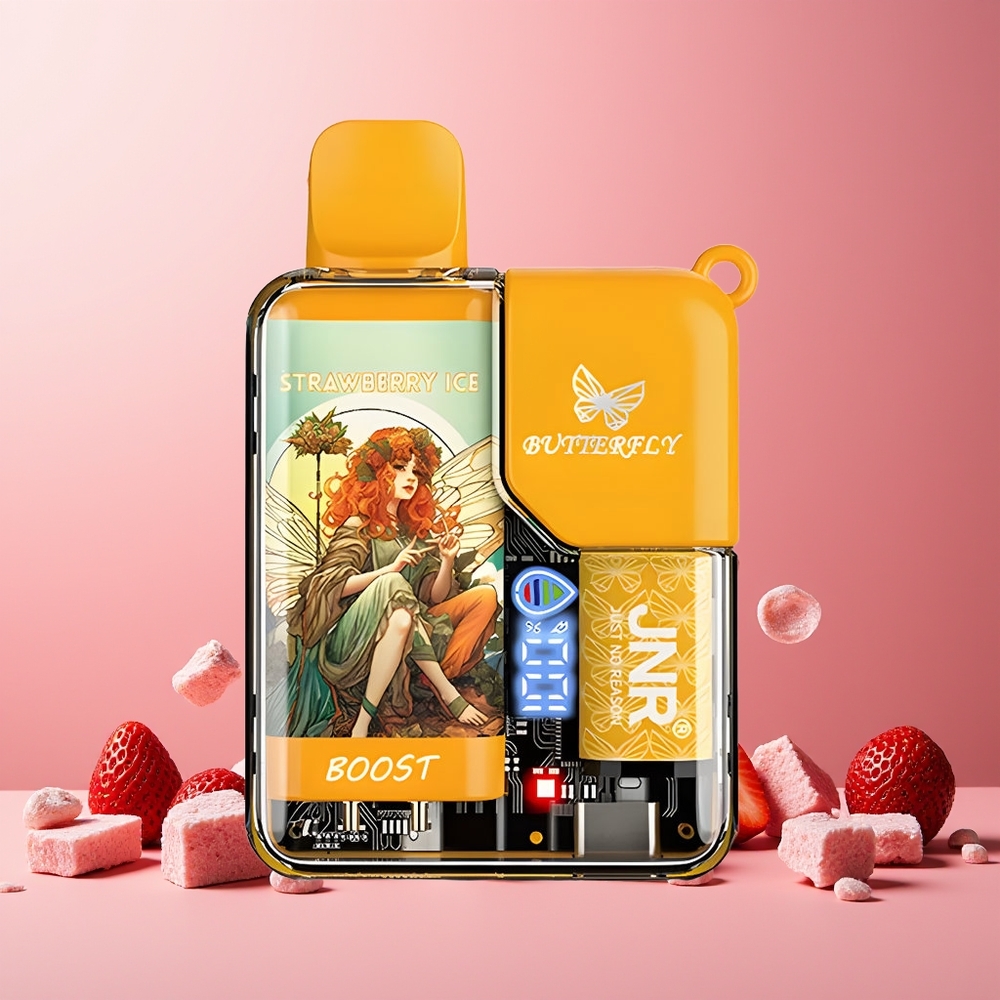 JNR Butterfly 8500 Puffs Disposable Vape Strawberry Ice New Zealand Wholesale 1200mAh 15ml 1.0ohm Mesh Digital Display