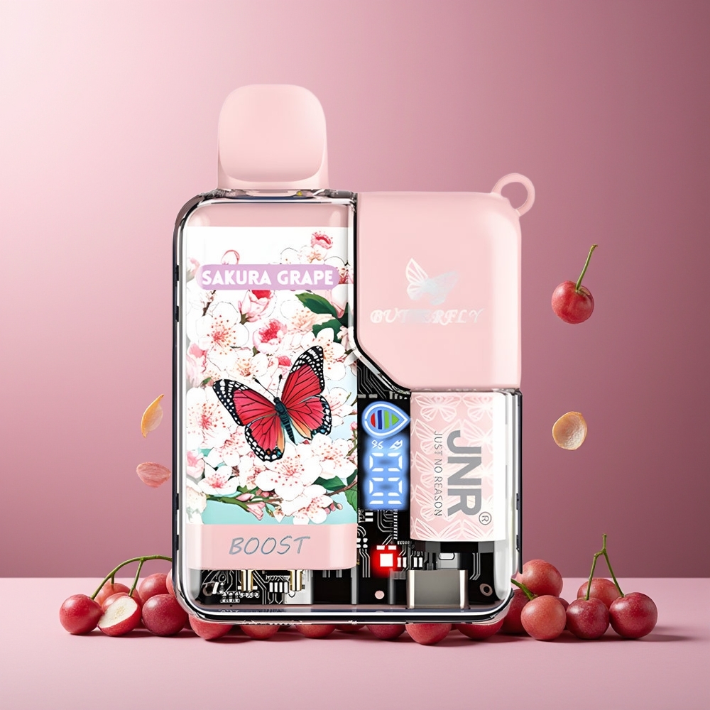 JNR Butterfly 8500 Puffs New Zealand Wholesale Disposable Vape Sakura Grape 15ml 1200mAh Digital Display