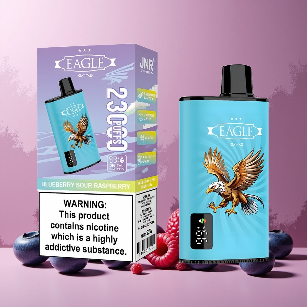 JNR EAGLE Smart 23000 Puffs Digital Screen Adjustable Airflow Disposable Vape Blueberry Sour Raspberry New Zealand Wholesale