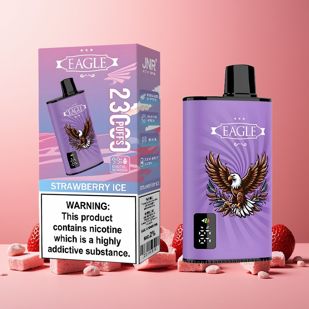 JNR EAGLE Smart 23000 Puffs Digital Screen Mesh Coil Adjustable Airflow Type-C Strawberry Ice New Zealand Wholesale