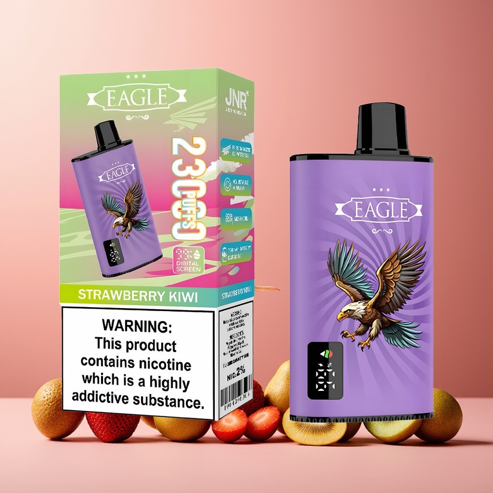JNR EAGLE Smart 23000 Puffs Disposable Vape Strawberry Kiwi New Zealand Wholesale Digital Screen 1.0ohm Mesh Coil 750mAh Battery
