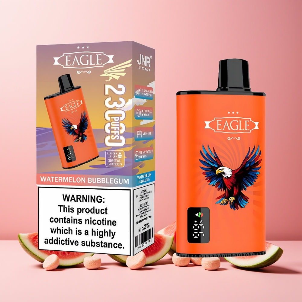 JNR EAGLE Smart 23000 Puffs Disposable Vape Watermelon Bubblegum New Zealand Wholesale with Digital Screen 1.0ohm Mesh Coil 750mAh Battery