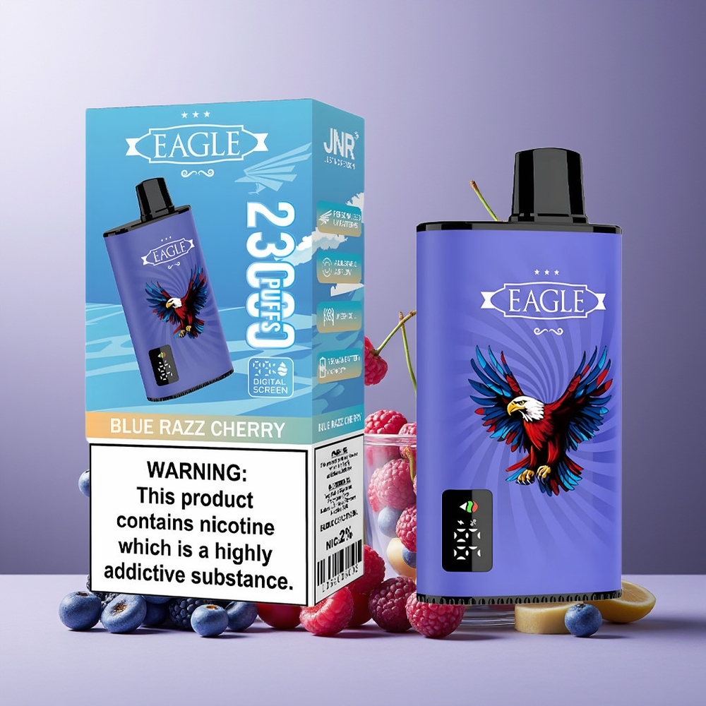 JNR EAGLE Smart 23000 Puffs New Zealand Wholesale Blue Razz Cherry Disposable Vape with Digital Screen 1.0ohm Mesh Coil Type-C Charging