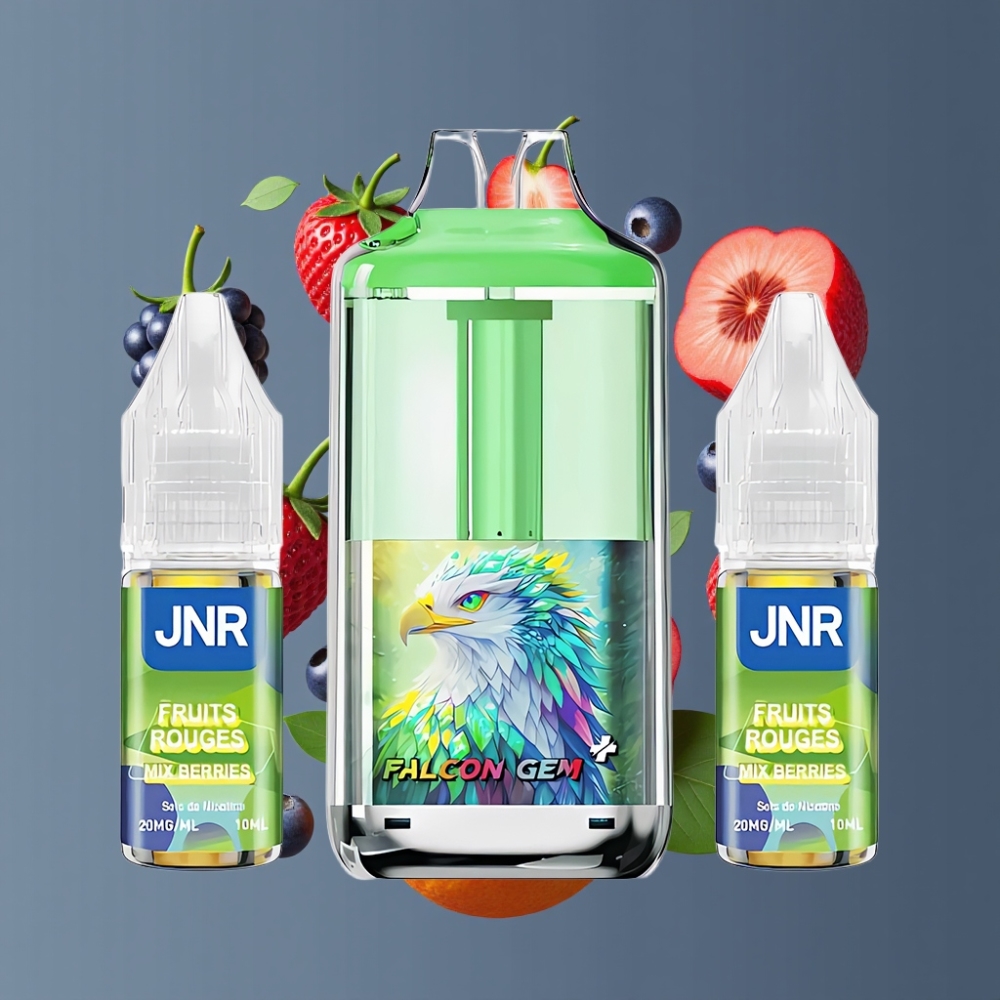 JNR Falcon GEM⁺ 30000 Puffs New Zealand Wholesale Refillable Pod Vape Visible E-liquid Tank Dual Mesh Coil Mix Berries