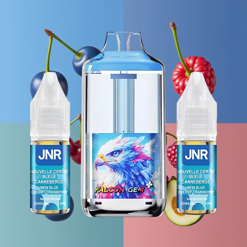 JNR Falcon GEM⁺ 30000 Puffs New Zealand Wholesale Refillable Pod Vape with Visible E-liquid Tank & Dual Mesh Coil - Blue Cherry Cranberry
