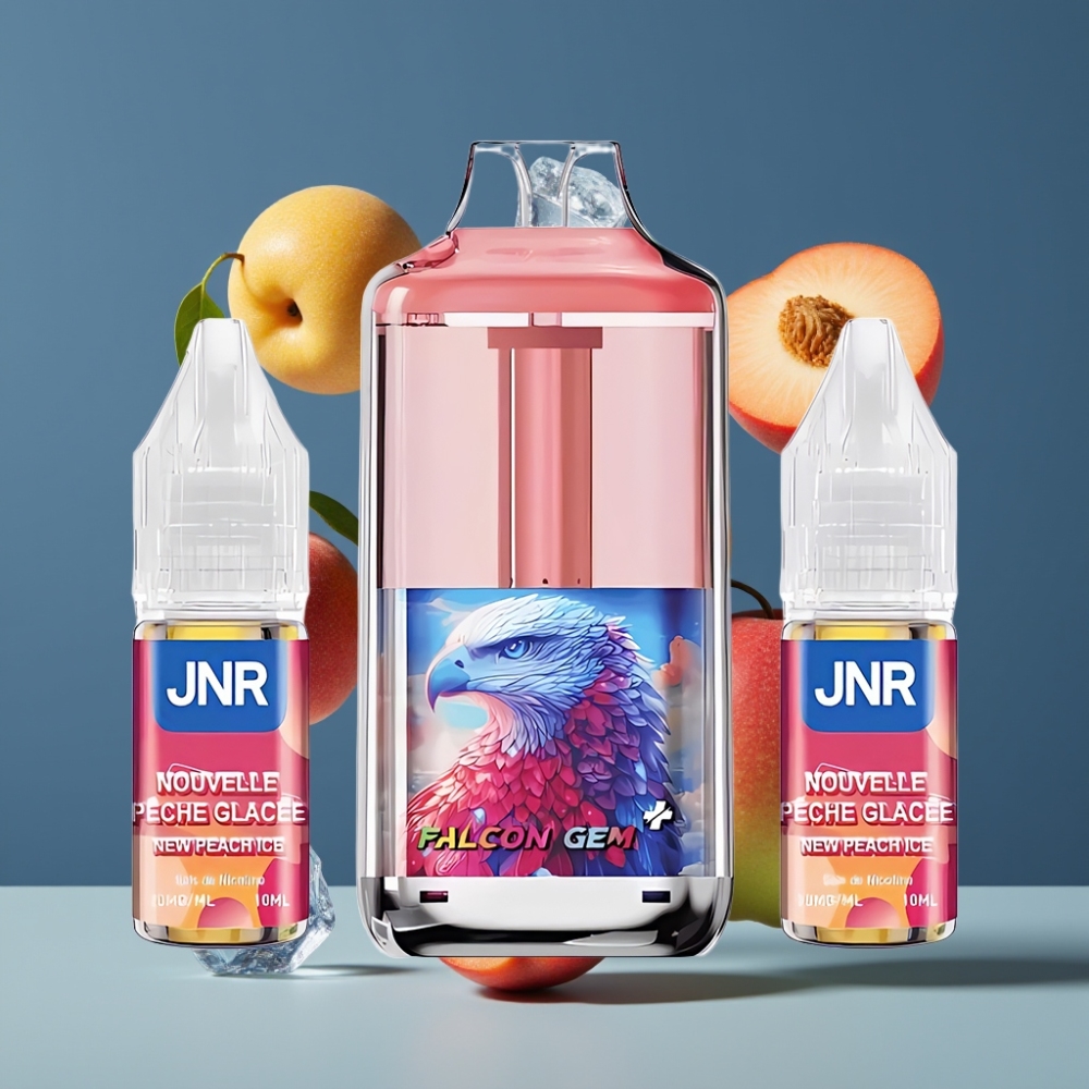JNR Falcon GEM⁺ 30000 Puffs Refillable Pod Vape New Peach Ice, Visible E-liquid Tank, 950mAh, Type-C, New Zealand Wholesale