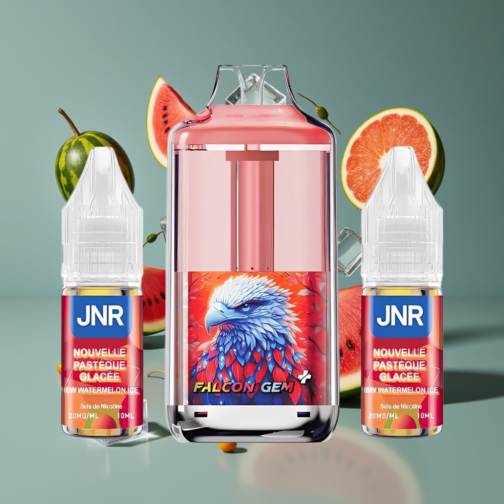 JNR Falcon GEM⁺ 30000 Puffs Refillable Pod Vape New Watermelon Ice with Visible E-liquid Tank & Dual Mesh Coil for New Zealand Wholesale