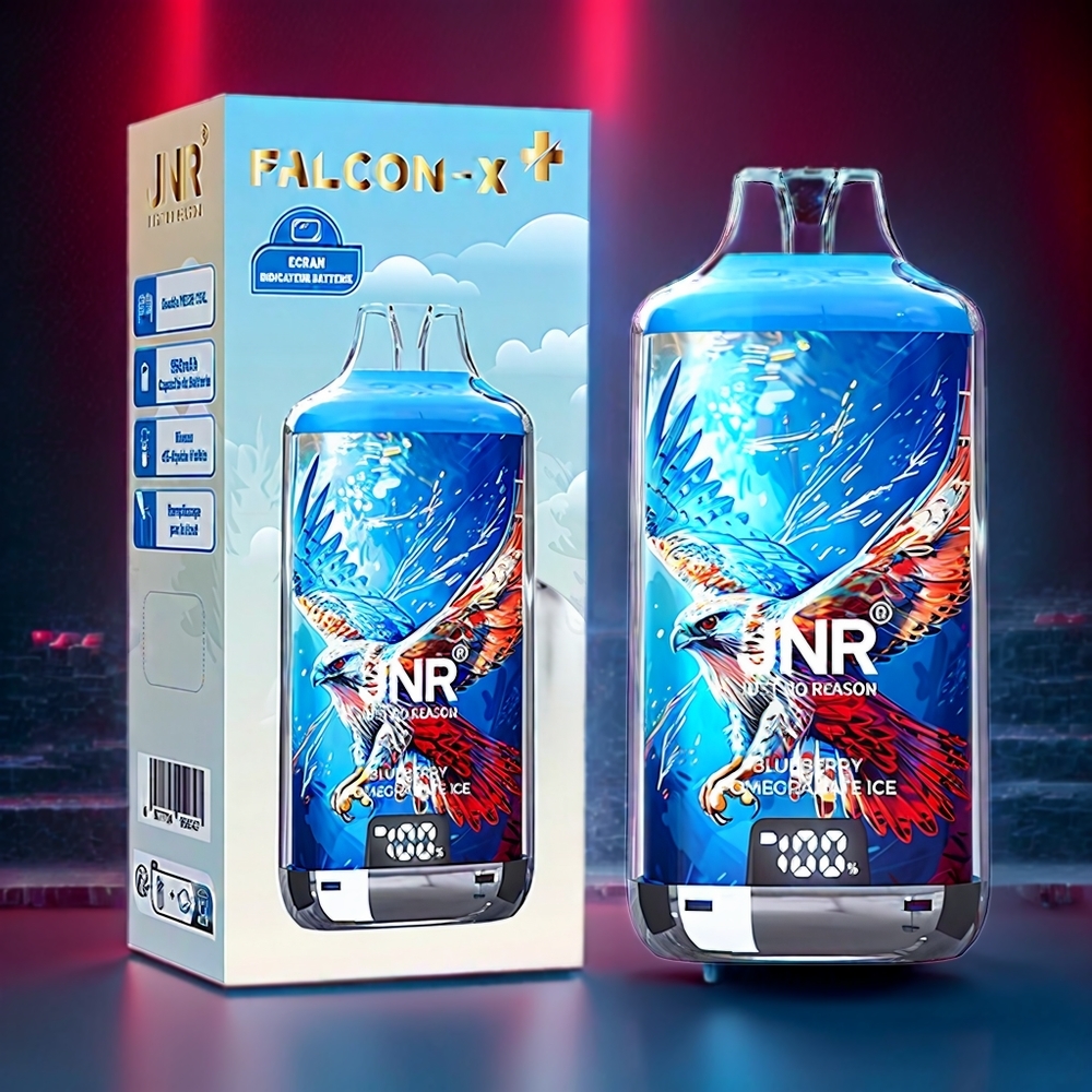 JNR Falcon X⁺ 28000 Puffs Blueberry Pomegranate Ice New Zealand Wholesale with Visible E-Liquid Levels, 950mAh Battery, Type-C Charging