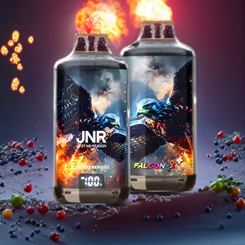 JNR Falcon X⁺ 28000 Puffs Mixed Berries New Zealand Wholesale with Visible E-Liquid Levels, Top Refill, 1.2Ω Dual Mesh Coil, Battery Indicator