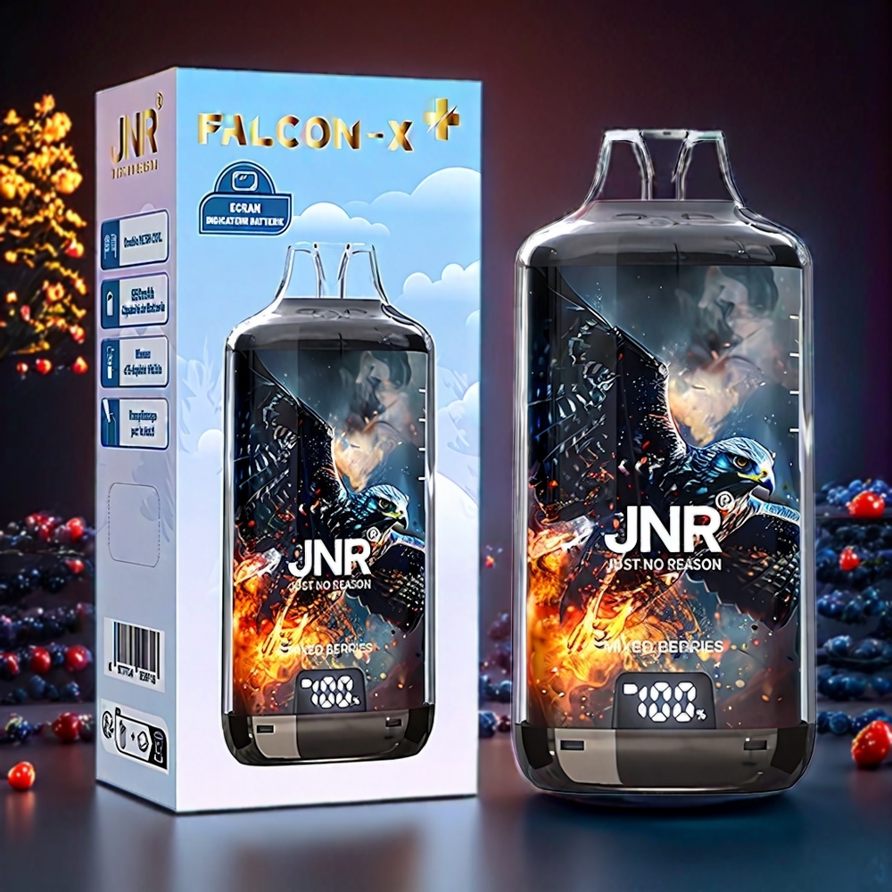 JNR Falcon X⁺ 28000 Puffs Mixed Berries New Zealand Wholesale with Visible E-Liquid Levels, Top Refill, 1.2Ω Dual Mesh Coil, Battery Indicator