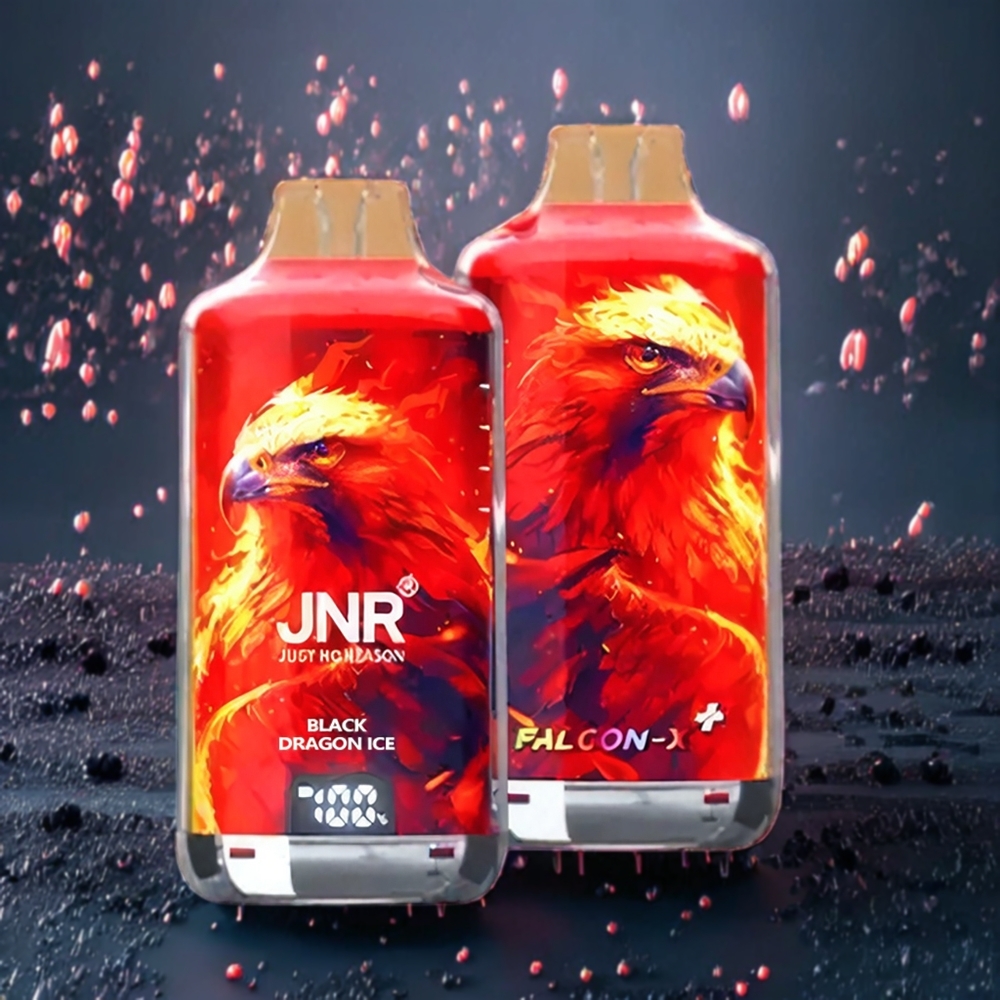 JNR Falcon X⁺ New Zealand Wholesale 28000 Puffs Black Dragon Ice Refillable with 2 10ml E-liquid & Battery Indicator